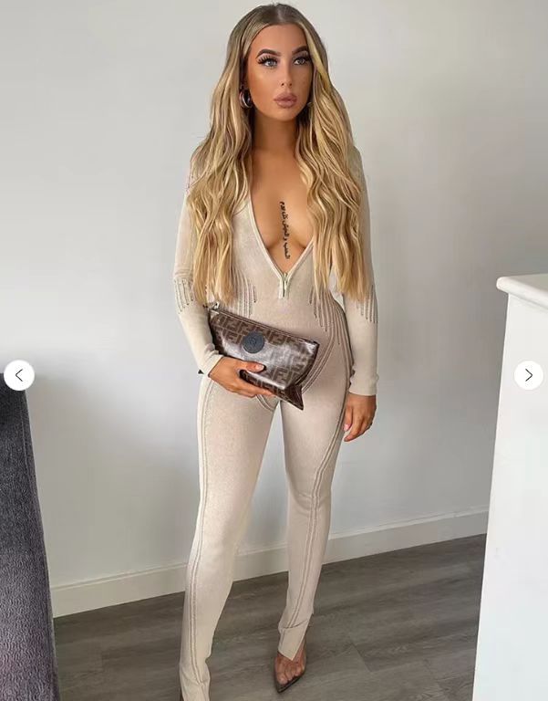 Women's Sexy Tight Trousers Fashionable Striped Knitted Sweaters