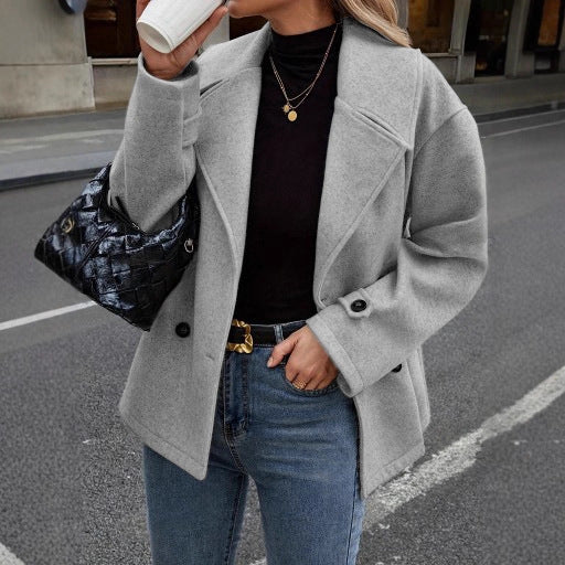 Women's Street Fashion Casual Woolen Collar Coats