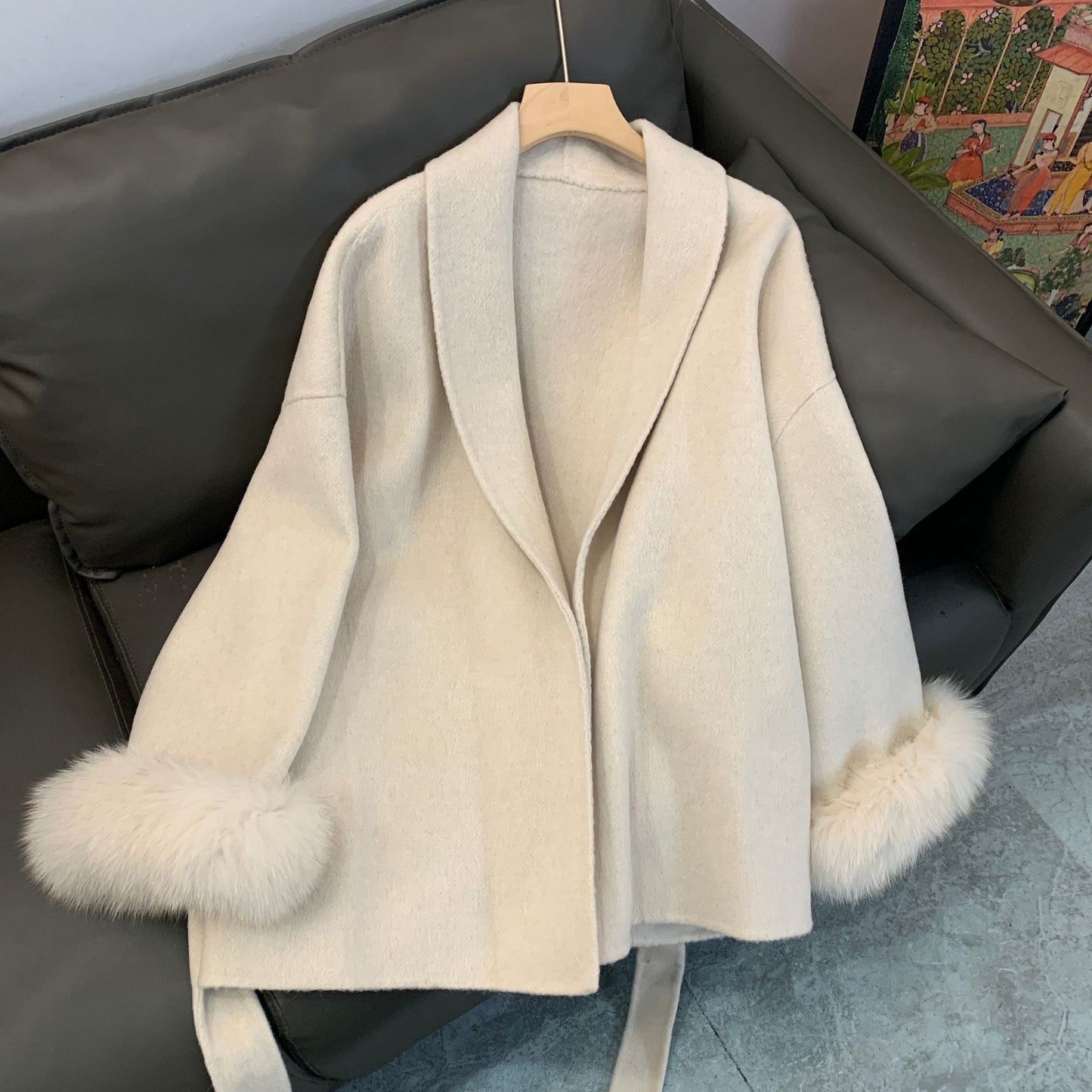 Women's Fox Fur Double-sided Wool Overcoat Winter Coats