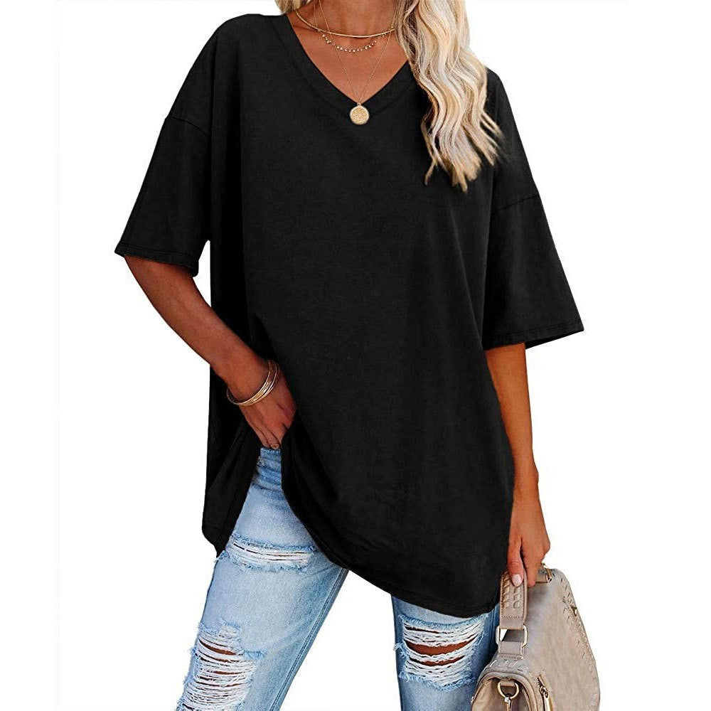 Women's Loose Half Sleeve Cotton Waist Blouses