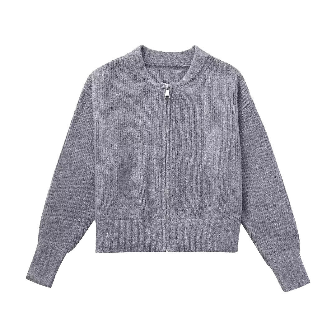 Women's Creative French Zipper Knitted Bomber Coats