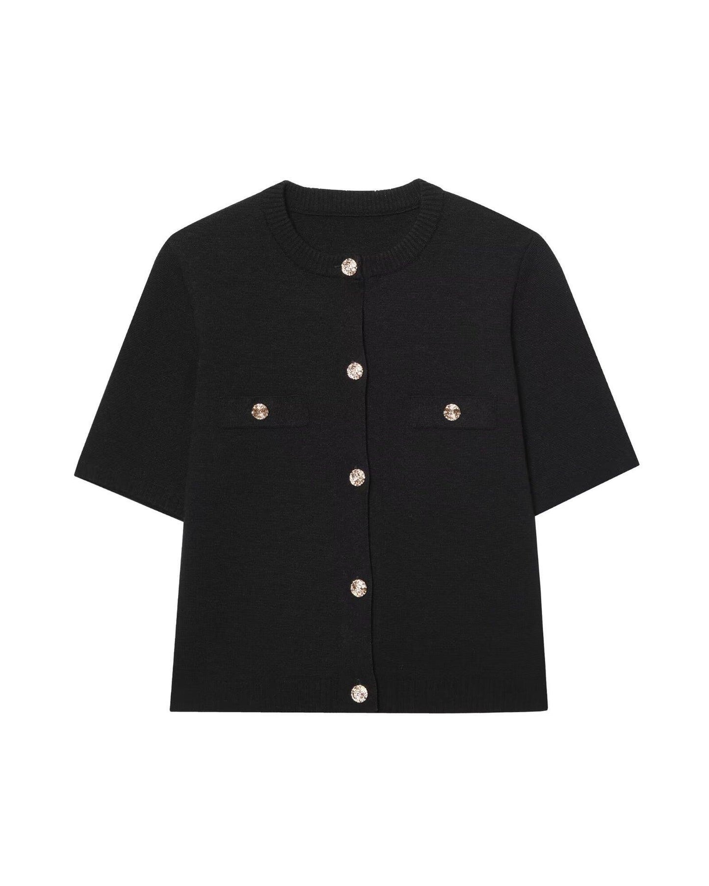 Women's Sleeve Button Summer Round Bow Tie Knitwear