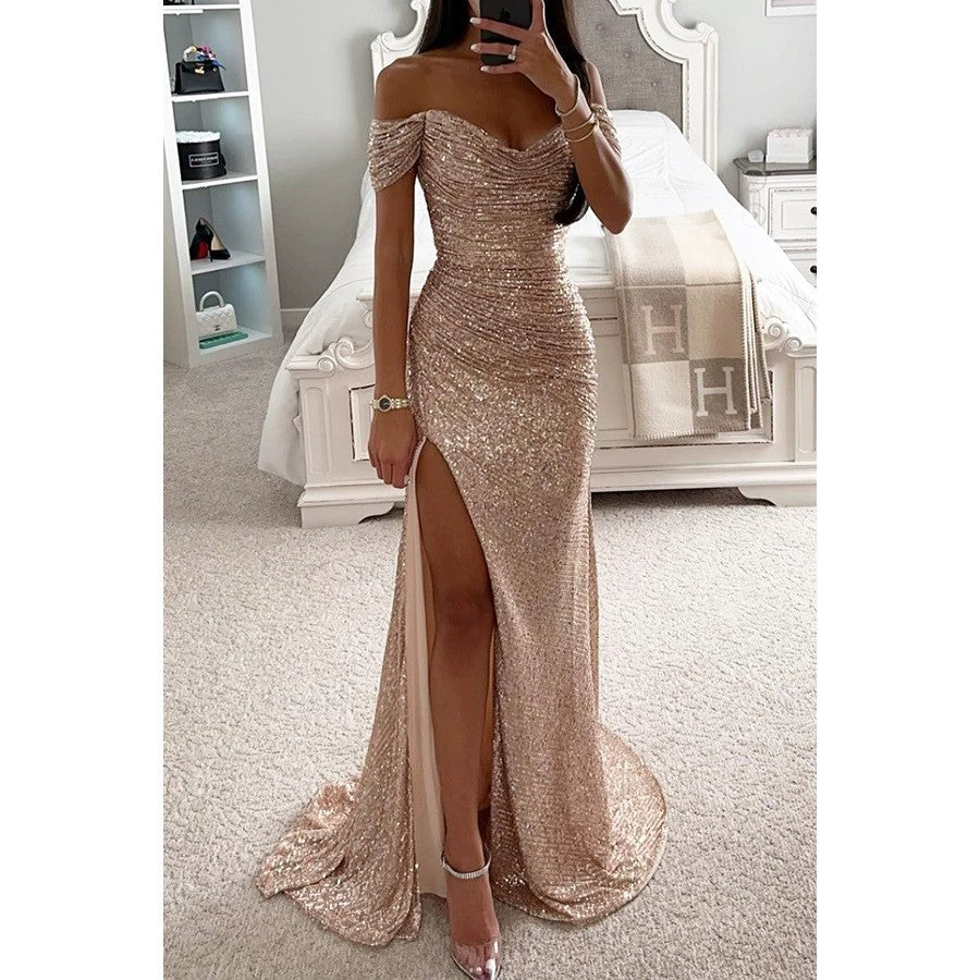 Women's Party Sequins Split Dress Casual Fashion Dresses