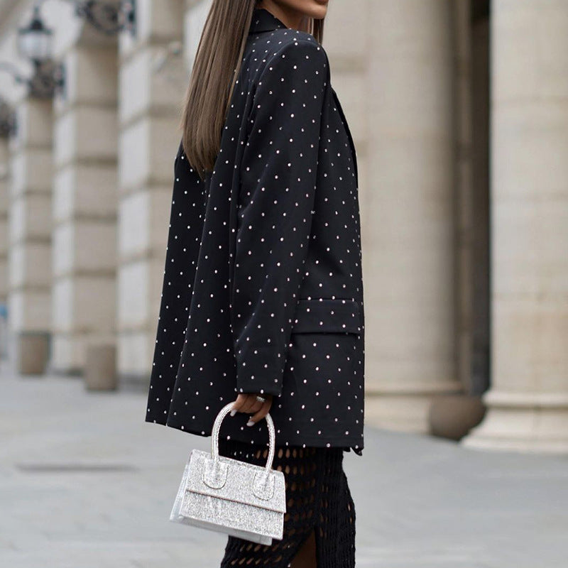 Women's Spring Fashionable Elegant Polka Dot Lapel Blazers