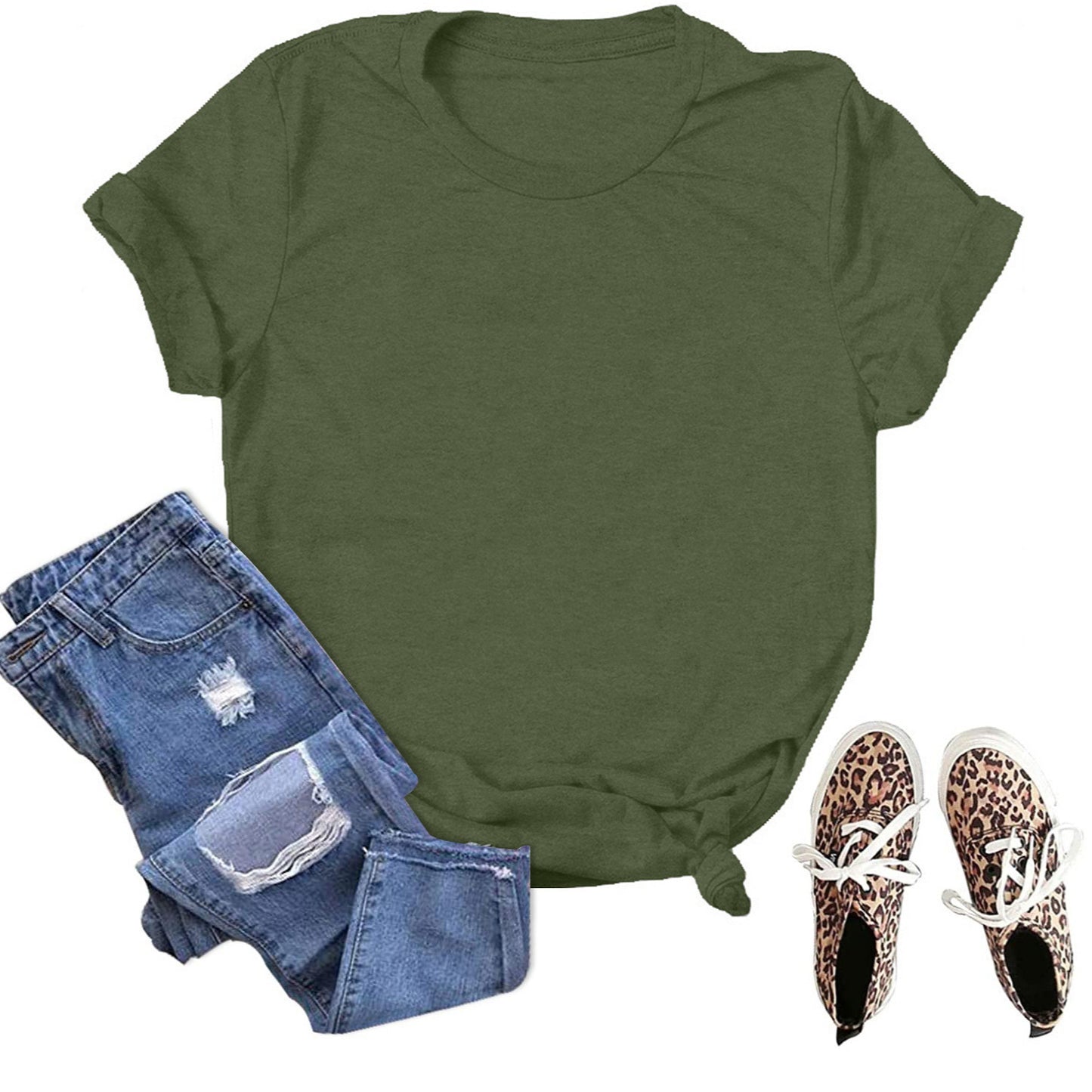 Women's & Men's & Solid Color Blank Loose T-shirt Blouses
