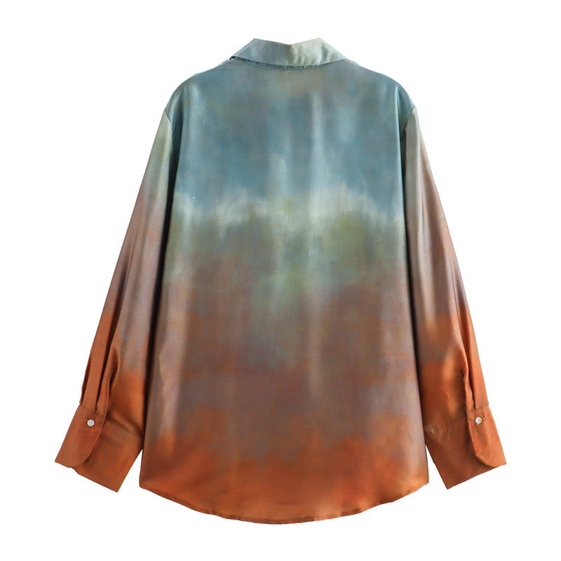 Women's Summer Silk Satin Texture Gradient Loose Suits