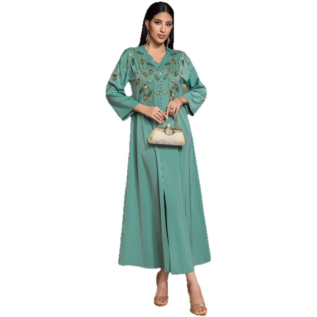 Arab Hand Sewing Drill Robe Saudi Dresses