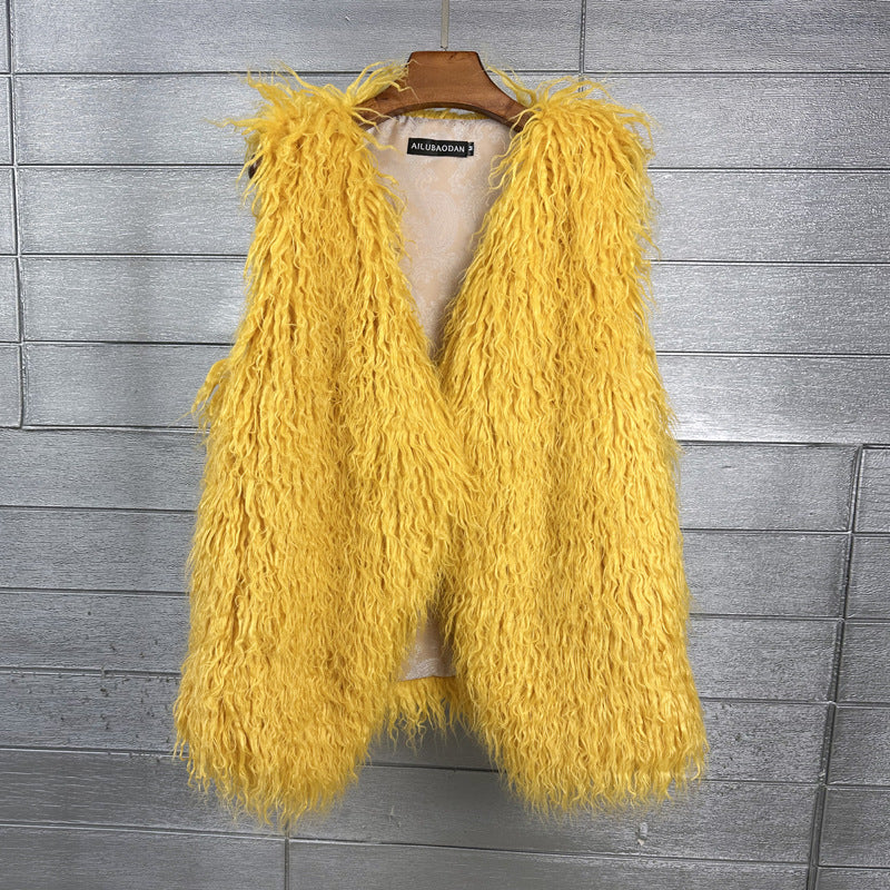 Women's Winter Mid-length Imitated Tibet Sheep Fur Coats