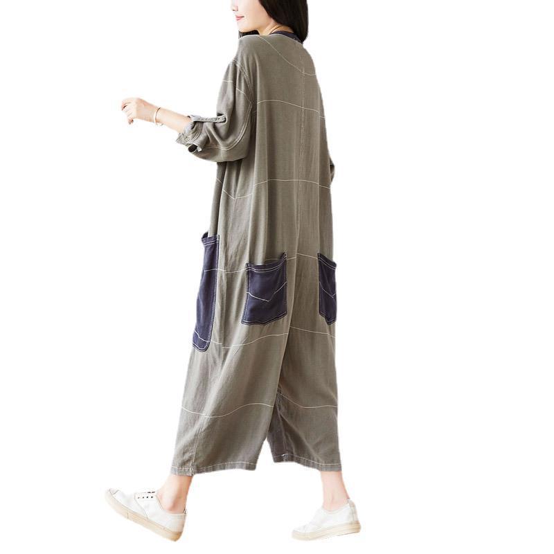 Round Neck Cropped Large Slimming Cotton Linen Personalized Pants