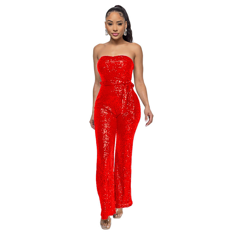 Women's Tube Sequined Sleeveless Hot Sling Jumpsuits