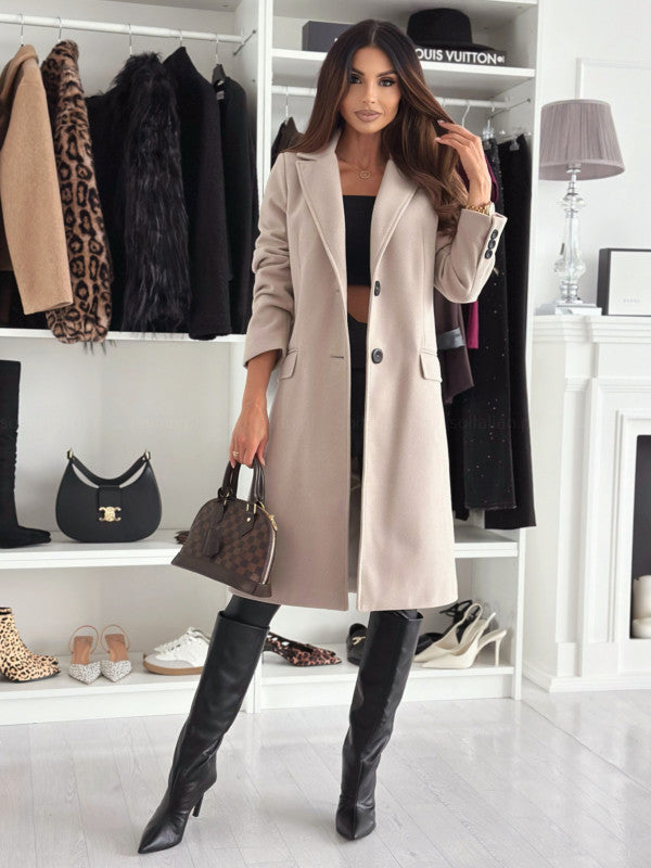 Women's Minimalist Long Sleeve Pure Color Ribbon Coats