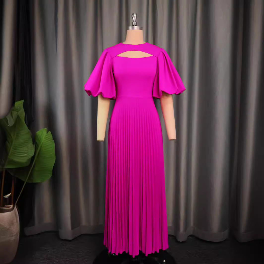 Lantern Sleeve Cinched Waist Pleated Comfortable Skirts