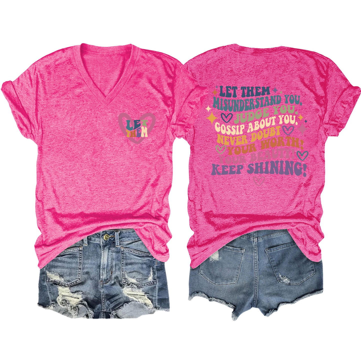 Women's Funny Letter Elegant T-shirt Duplex Printing Blouses