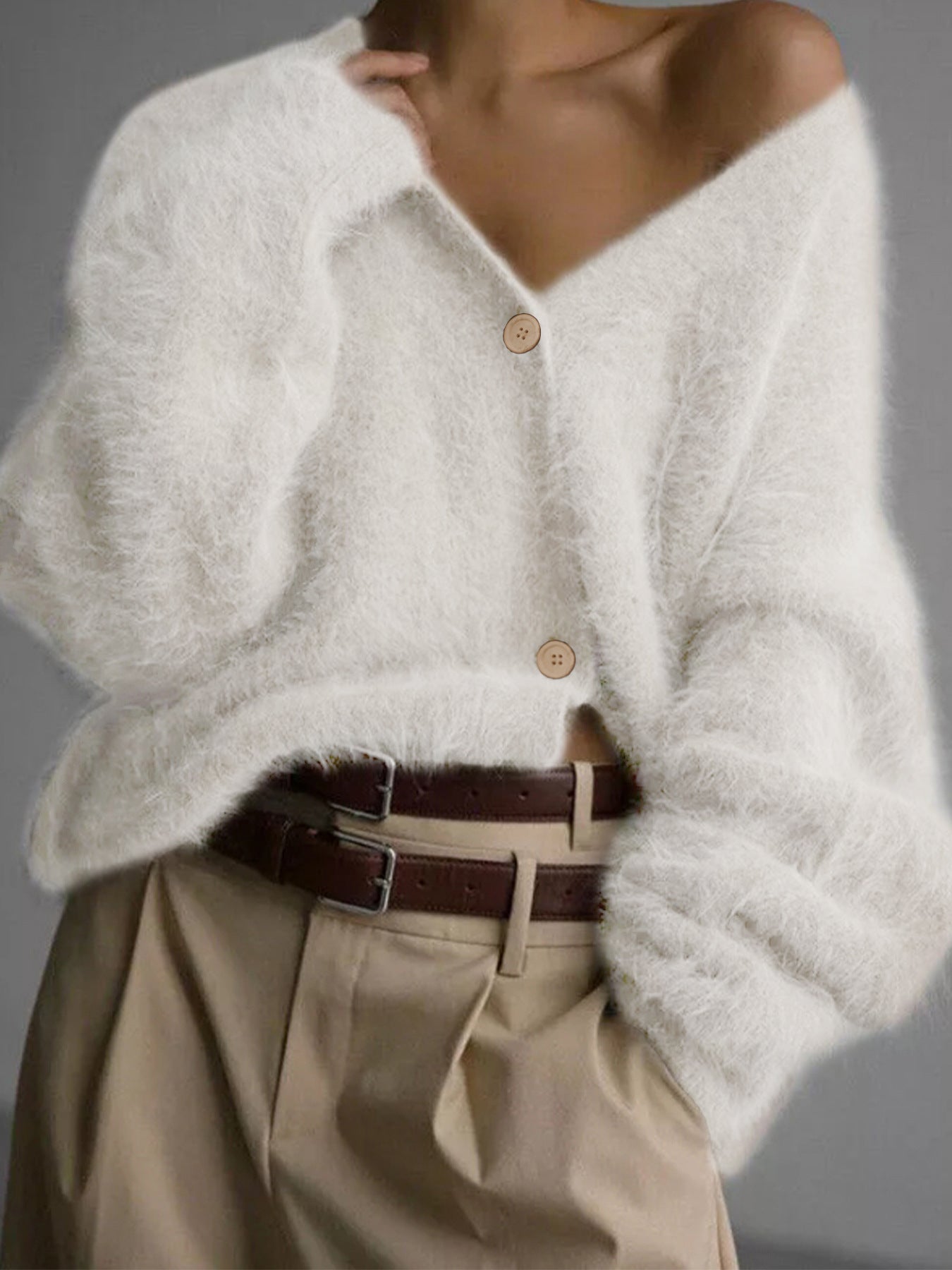 Slouchy Source Knitted Buttons Long Sleeve Knitwear