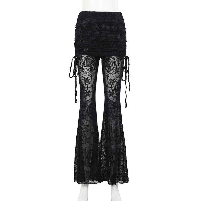Women's Elegant Sexy Hot Cross Flocking Culottes Pants