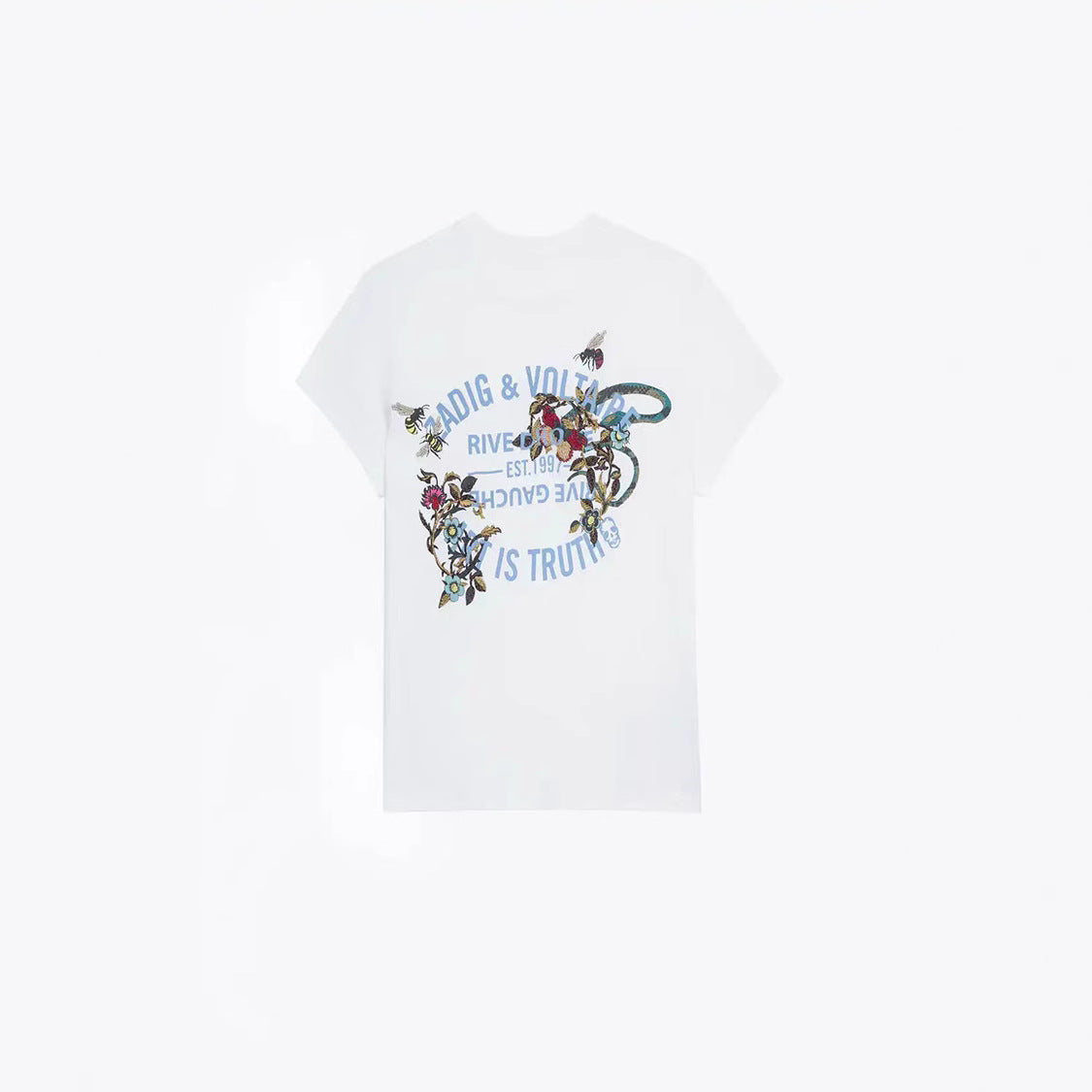 Women's Classic Letter Printed Flowers Snake Embroidery Blouses