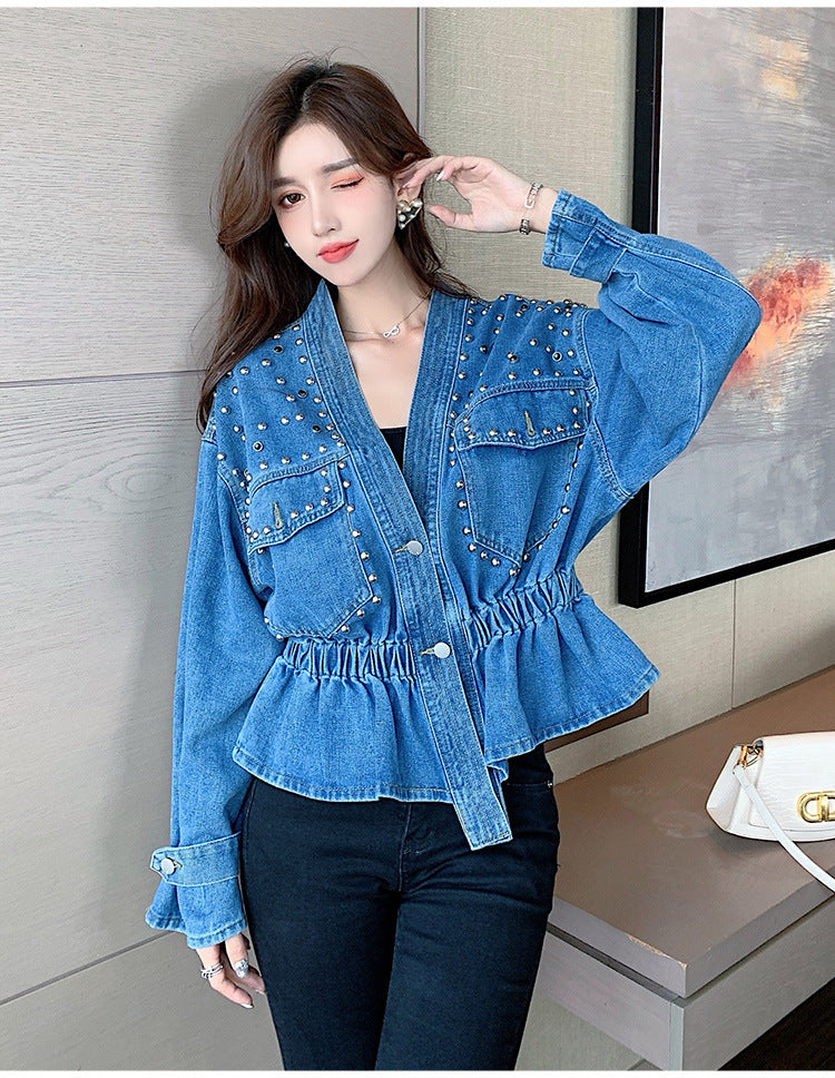 Women's Early Beaded Korean Style Tight Waist Jackets