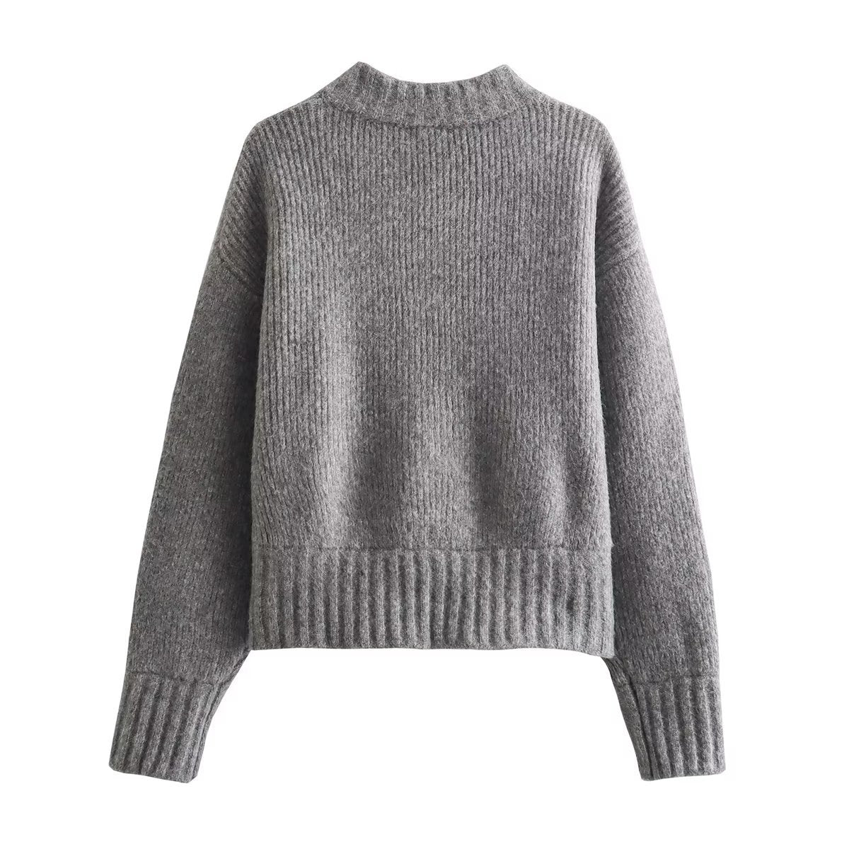 Autumn Zipped Round Neck Knitted Bomber Jackets