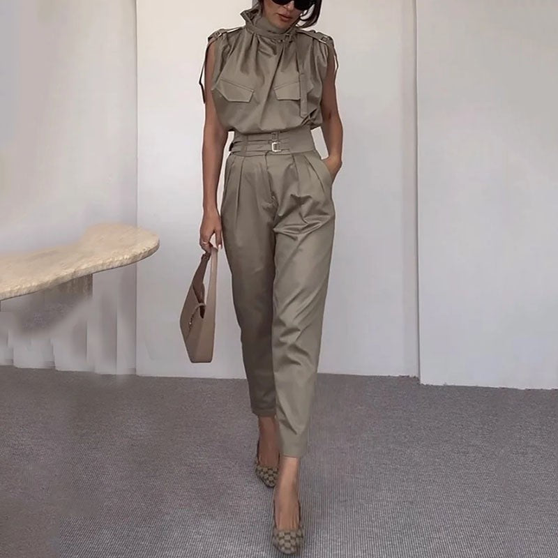 Women's Summer Sleeveless Solid Color Temperament Commute Suits