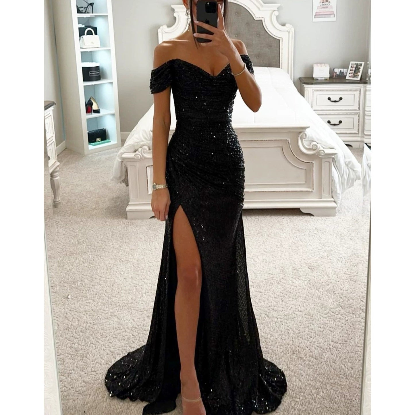 Women's Party Sequins Split Dress Casual Fashion Dresses