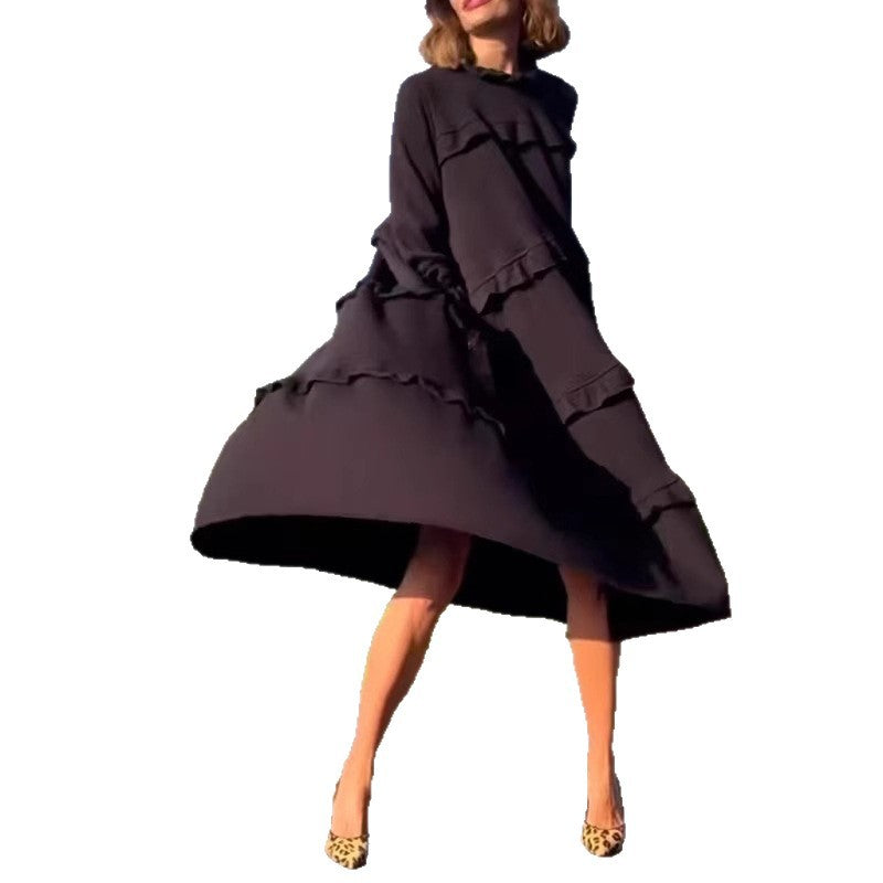 Women's Summer Long Sleeve Patchwork Round Neck Dresses