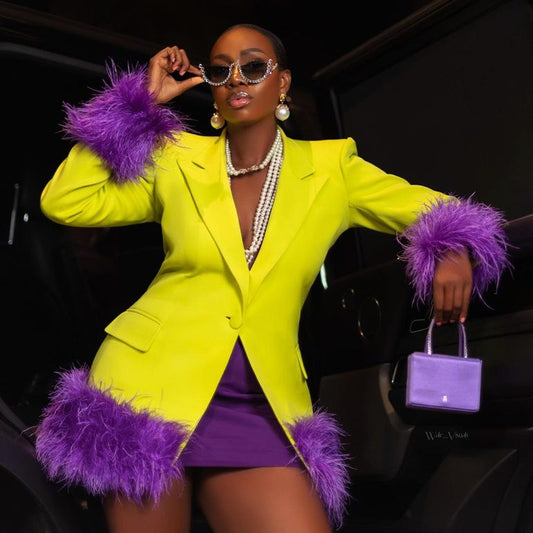 Women's Attractive Unique Detachable Feather Fashion Coats