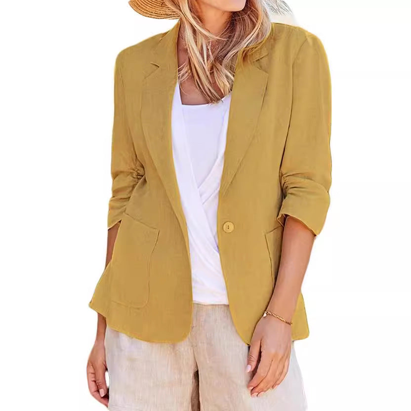 Women's Summer Temperament Sleeve Solid Color Collar Blazers