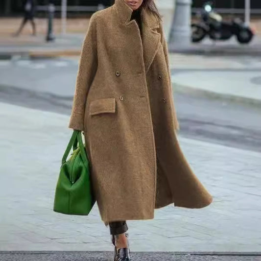 Women's Casual Long Pure Color Warm Keeping Coats