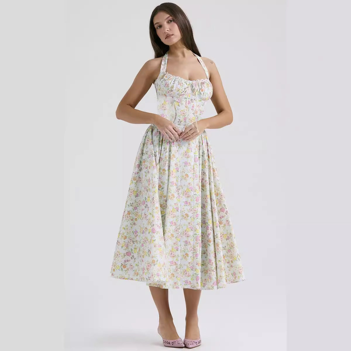 Summer Suspender Dress Fashionable Printed Halter Dresses