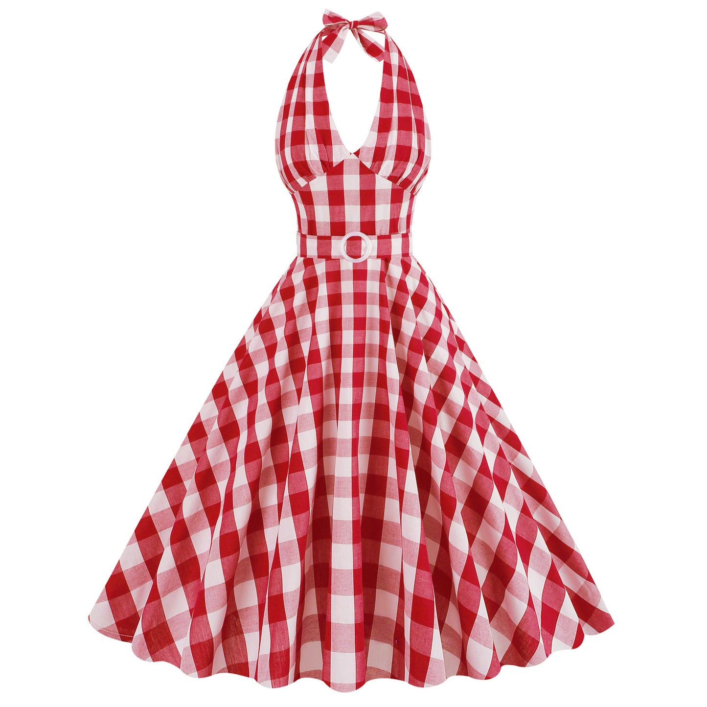 Monroe Sexy Deep V Plaid Cotton Dresses