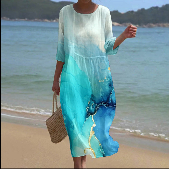 Women's Summer Long Printed Casual Fashion Ladies Dresses
