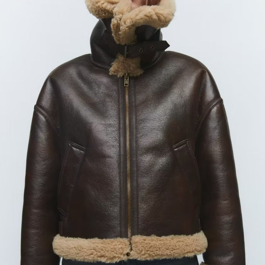 Women's Long-sleeved Fur Integrated Loose Idle Warm Jackets