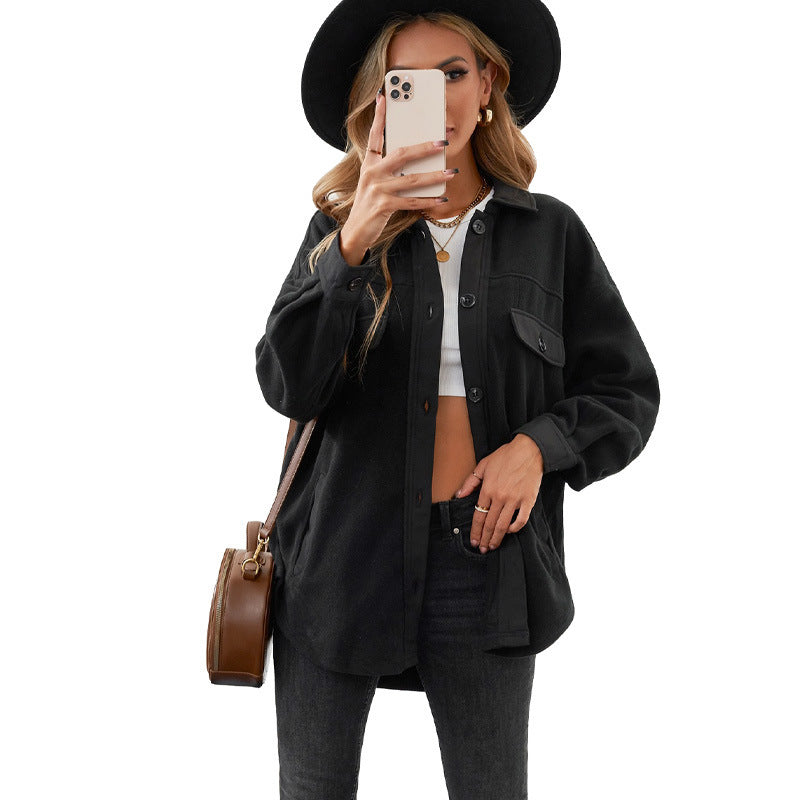 Women's Long Sleeve Clothes Lapel Loose Single-breasted Cardigans