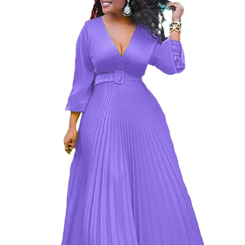 Slimming Solid Color Elegance Retro Chiffon Dresses
