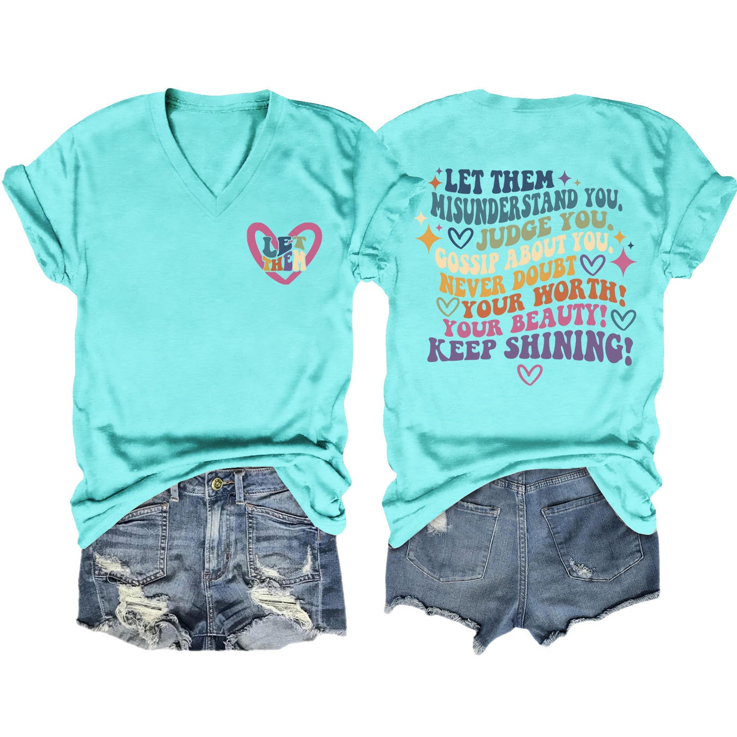 Women's Funny Letter Elegant T-shirt Duplex Printing Blouses