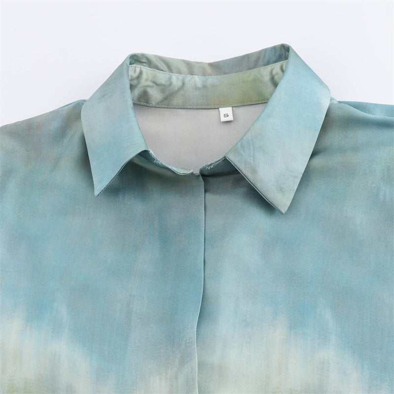 Women's Summer Silk Satin Texture Gradient Loose Suits