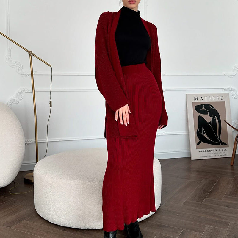 Women's Winter Solid Color Graceful Fashionable Set Sweaters