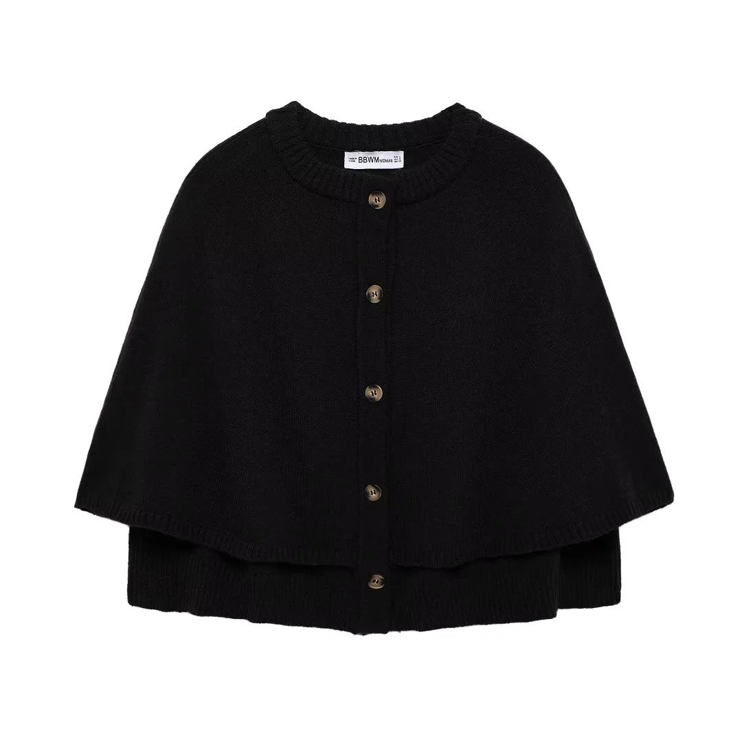 Women's Knitted Sleeve Single-breasted Round Neck Jackets