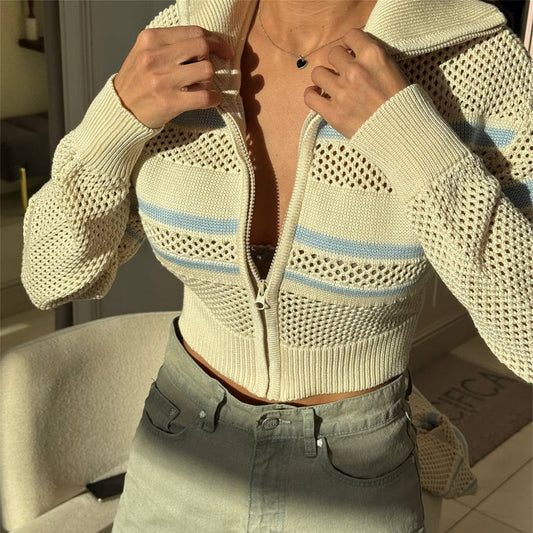 Summer Collar Long Sleeves Casual Hollow Sweaters