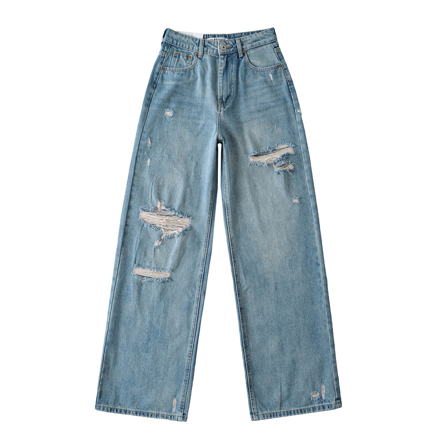 Women's High Waist Loose Straight Ripped Summer Jeans