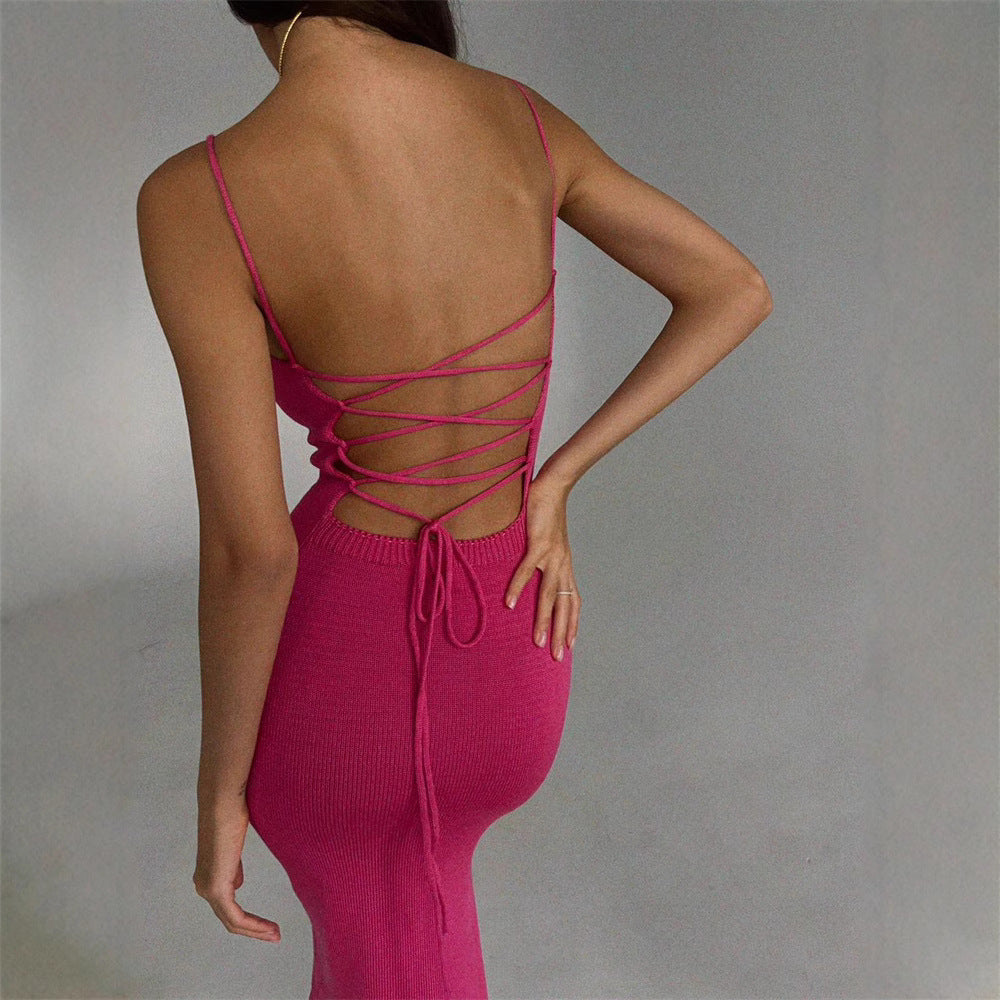 Mid-length Skinny Knit Summer Sexy Slit Temperament Dresses
