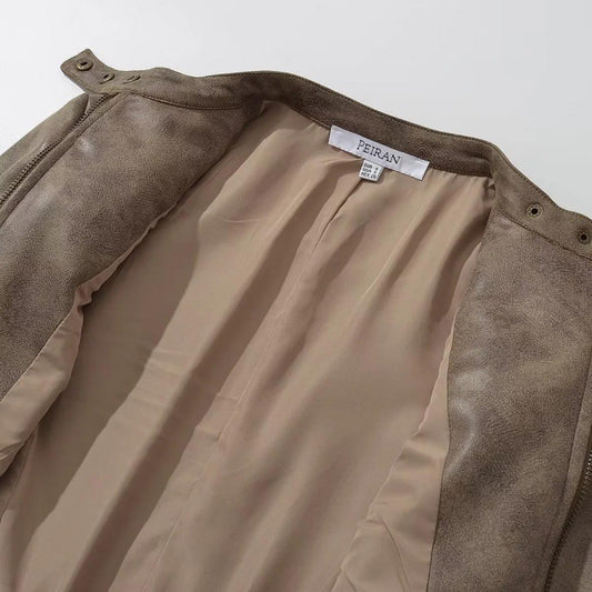 Women's Retro Hot Slim Stand Collar Faux Jackets