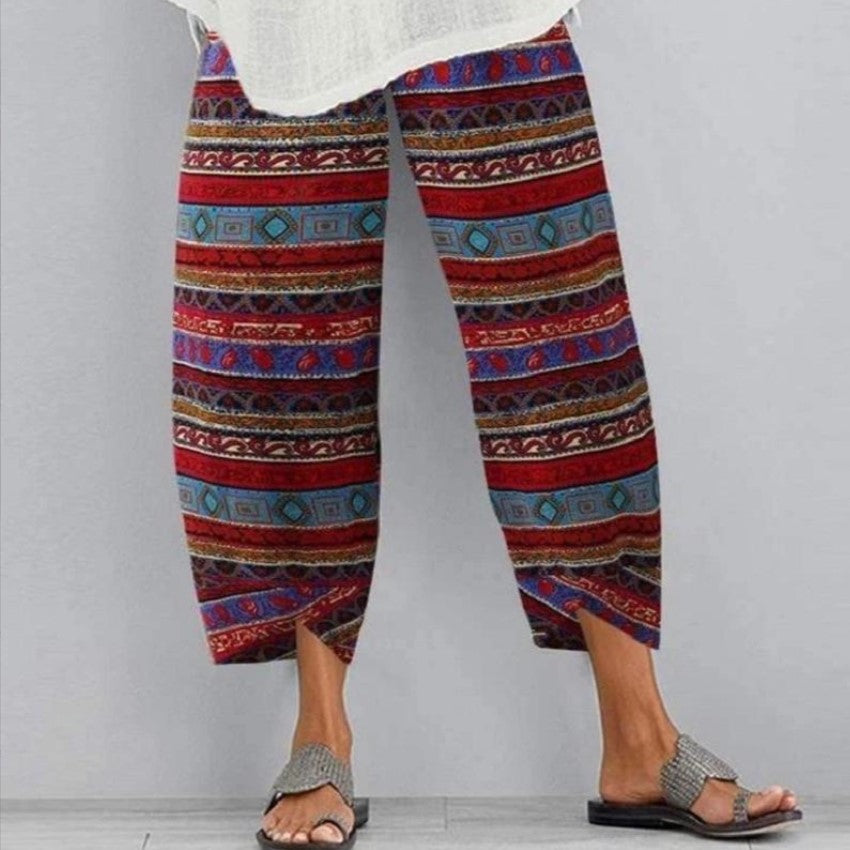 Women's Printed Fashion Loose Pockets Casual Pants