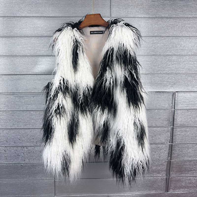Women's Winter Mid-length Imitated Tibet Sheep Fur Coats
