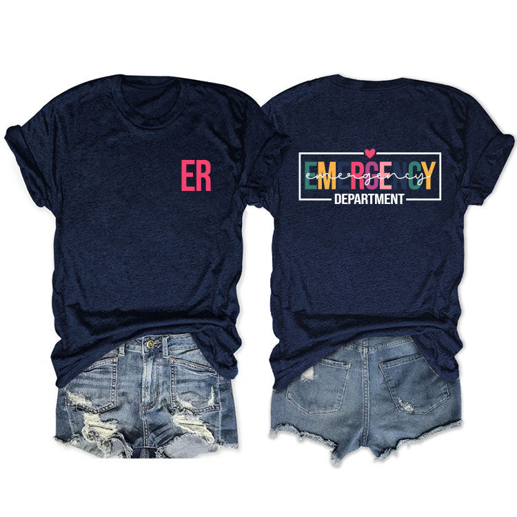 Double-sided Printed Short-sleeved Lettered Casual T-shirt Blouses