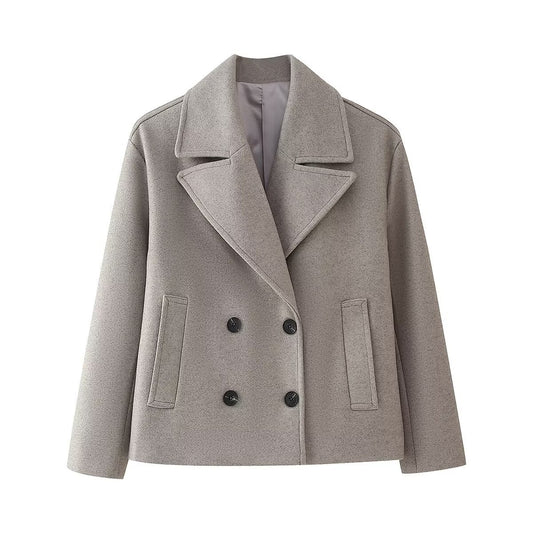 Women's Graceful Fashionable Double Breasted Woolen Blazers