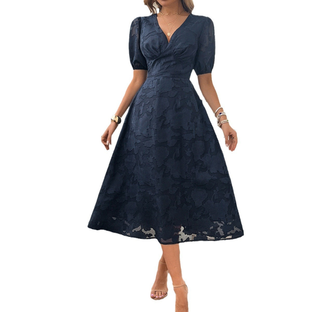 Women's Sleeve High Waist Retro Elegant Dress Dresses