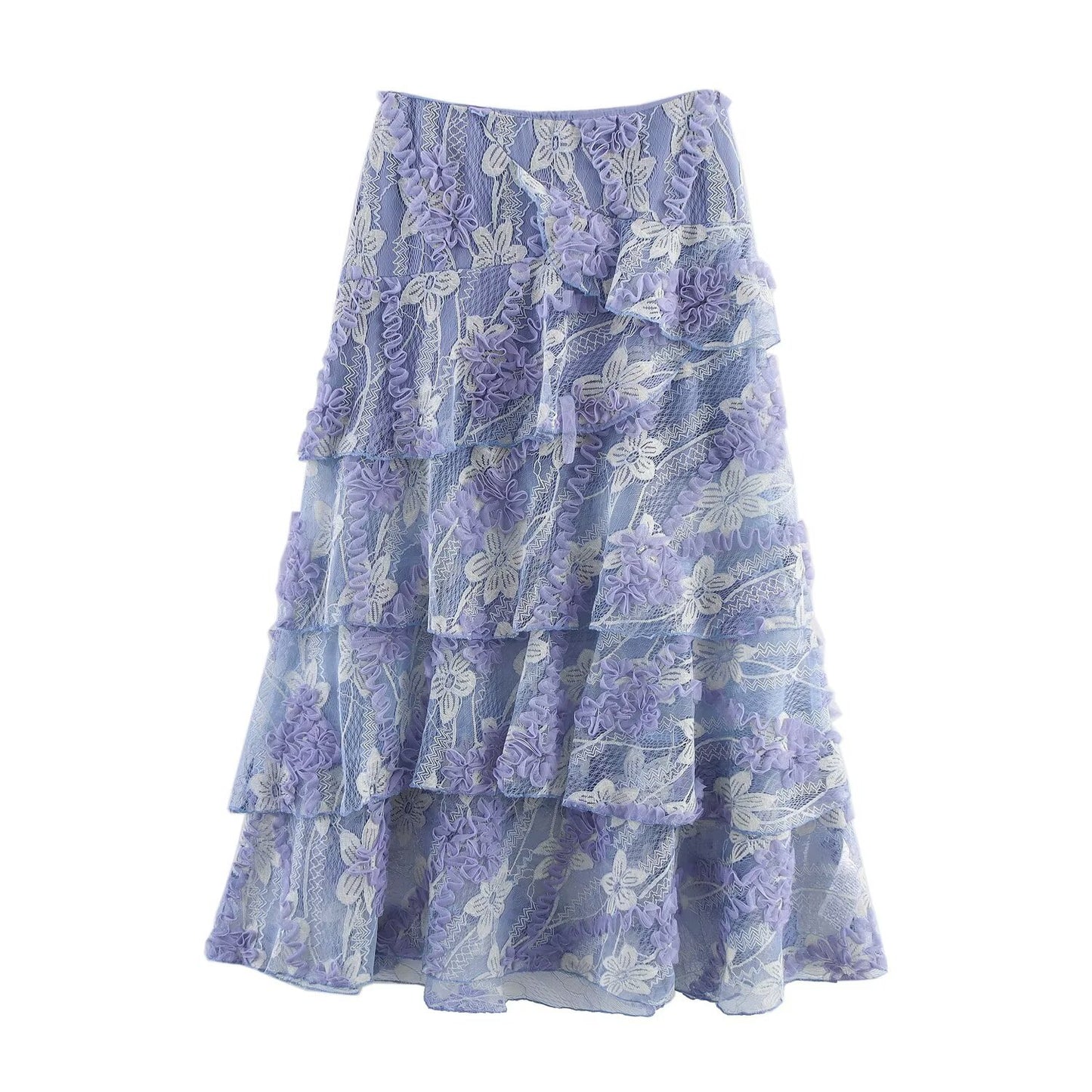 Women's Summer Mid-length Temperament Mesh Laminated Skirts