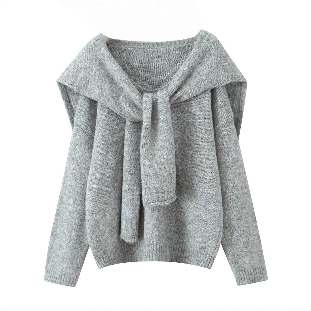 Women's Two-piece Set With Shawl Knitted Pullover Sweaters