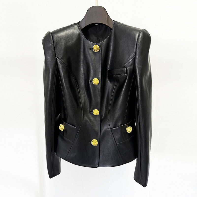 Fashion Temperament Snail Metal Button Slim Jackets